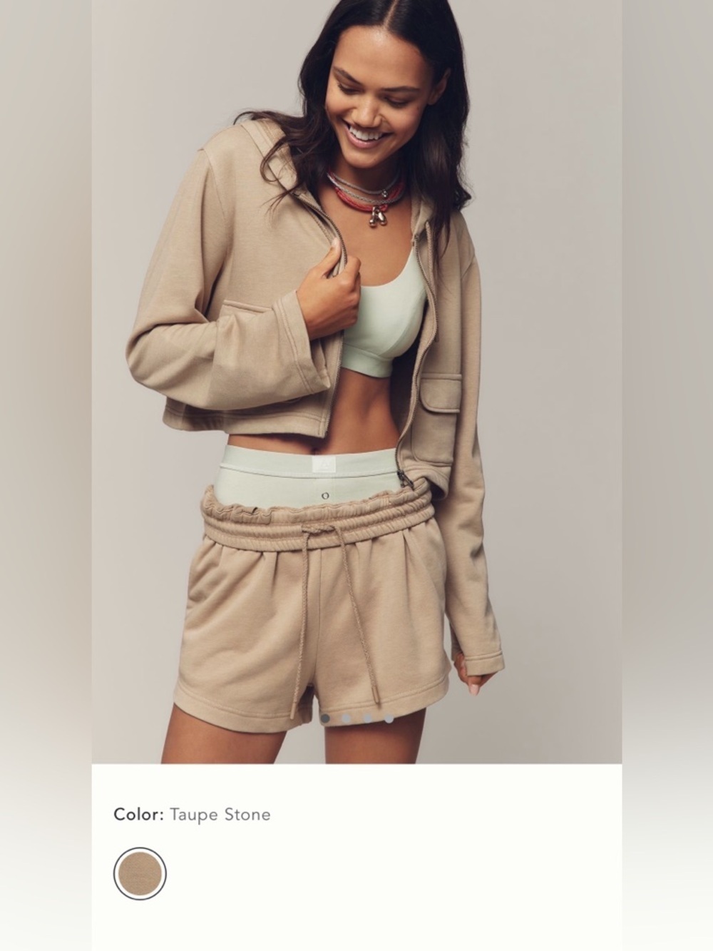 NWT new medium Anthropologie daily practice be fast pull on sweat shorts tan